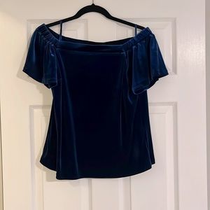 White House Black Market Navy Velvet Top